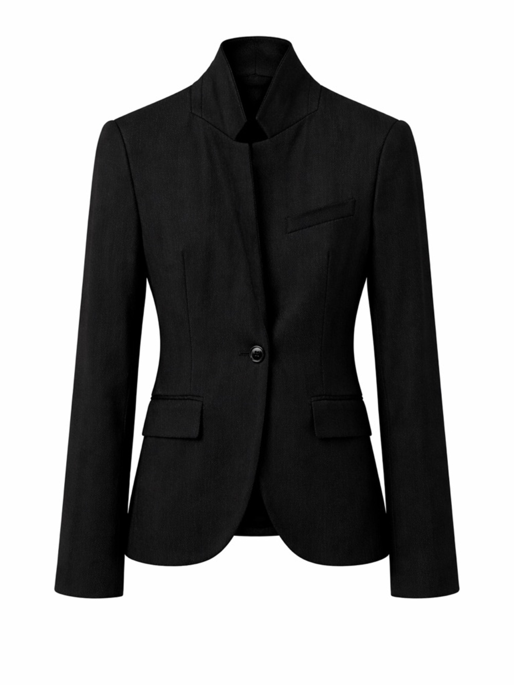 Zara Black Tailored Blazer Medium Stand Collar Single Button Career Chic